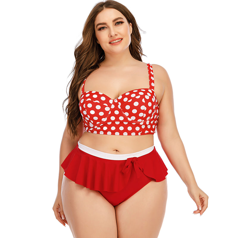 Biquíni push-up feminino plus size grande com ondas, conjunto de biquíni feminino, duas peças, maiô, vestido de praia
