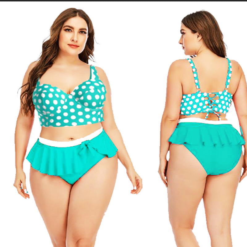 Biquíni push-up feminino plus size grande com ondas, conjunto de biquíni feminino, duas peças, maiô, vestido de praia