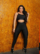 Conjunto Fitness Feminino Top e Calça Sports Treino Perfeito Tecido Premium