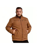Jaqueta Masculina de Sarja Plus size Forrada com pelos por dentro tamanhos G1 G2 G3 G4 G5 G6 G7 G8 preto , verde , marrom escuro e marrom claro .