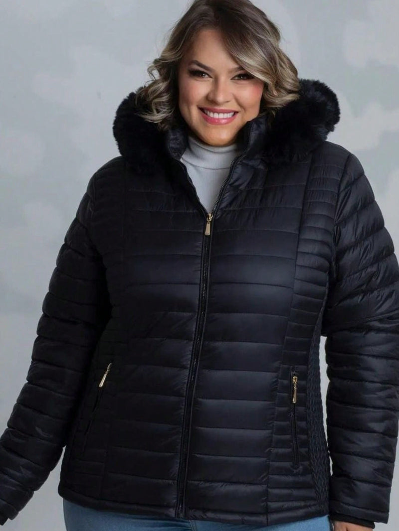 CASACO JAQUETA GOMINHO PUFFER FEMININO PLUZ SIZE COM CAPUZ REMOVIVEL SUPER QUENTE FORMA GRANDE