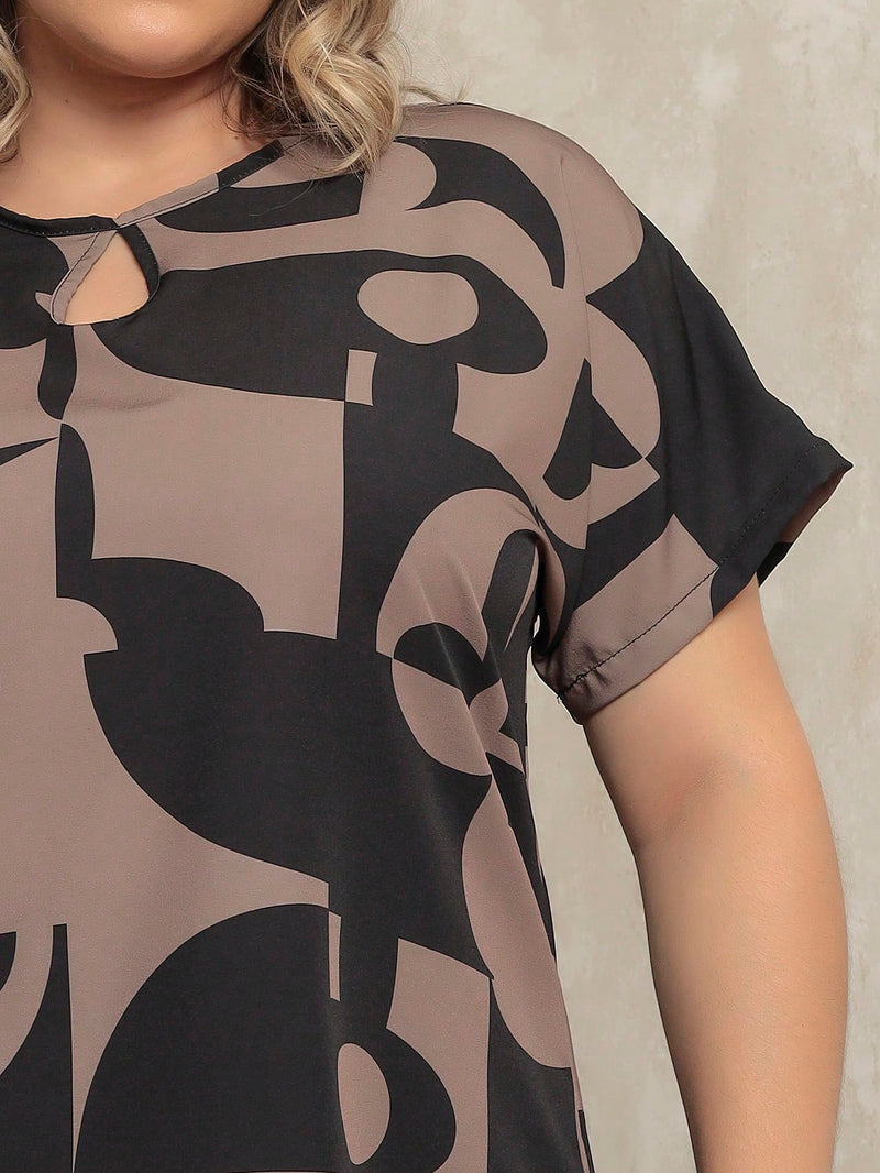 Camisa Plus Size Blusa Feminina Estampada De Manga Curta G1 G2 G3