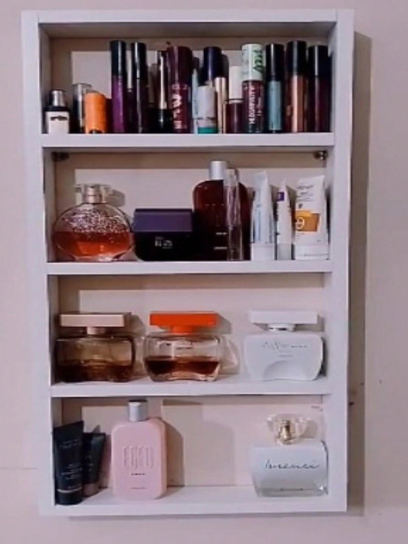 prateleira suporte para porta perfumes em mdf branco