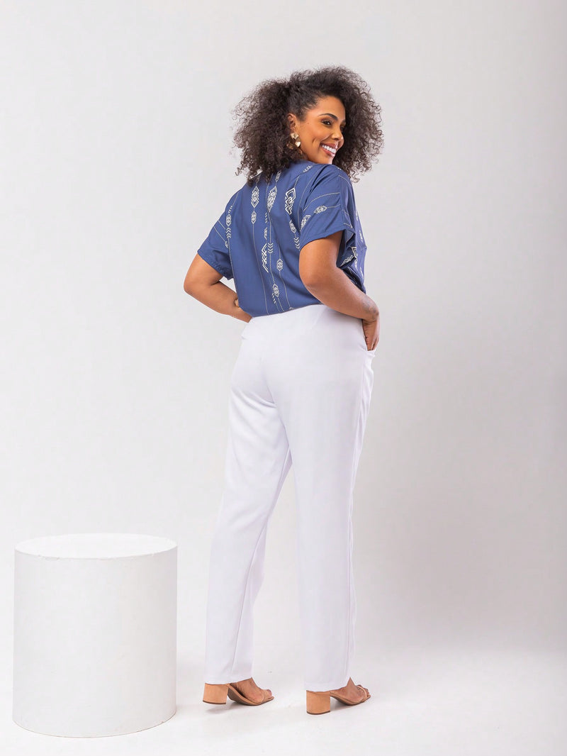 Camisa Plus Size Blusa Feminina Estampada De Manga Curta G1 G2 G3