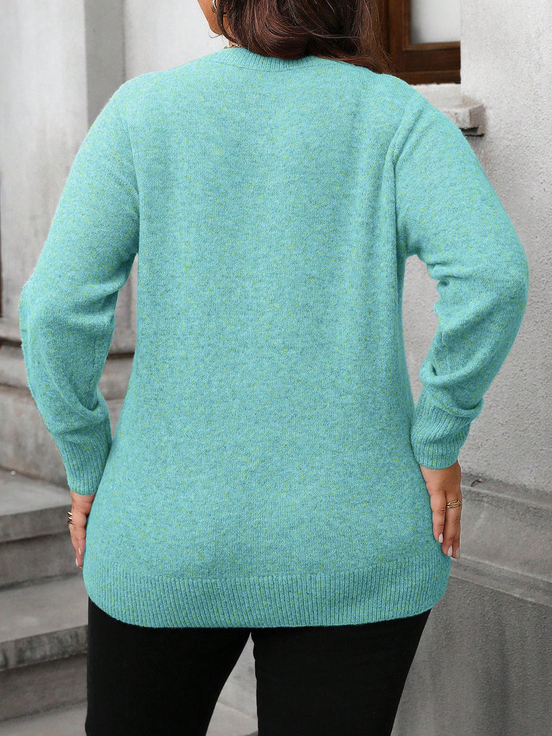 Calvaya Suéter de Gola Redonda de Manga Longa Oversize de Cor Sólida para Mulheres, Outono/Inverno
