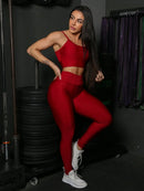 Conjunto Fitness Feminino Top e Calça Sports Treino Perfeito Tecido Premium