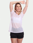 Stel van 2 kortmoubloese, tulebloes, deursigtige hemp, oefensessie, gimnasium, fiksheid