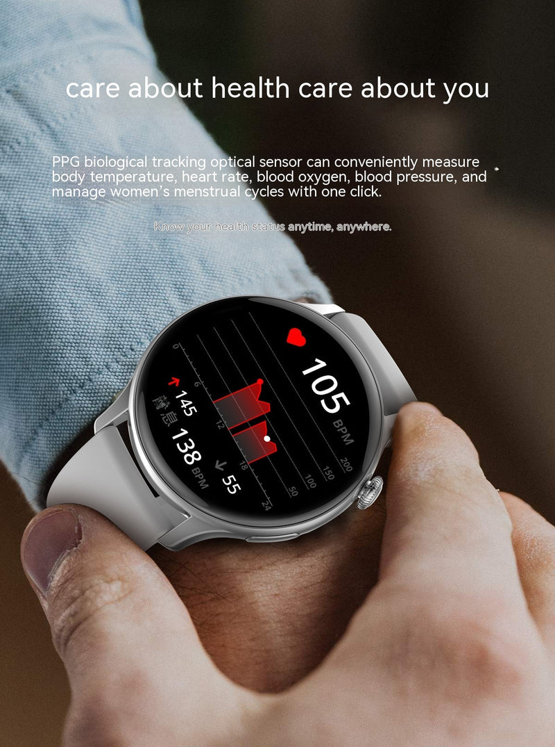 Relógio inteligente com suporte para NFC, Bluetooth, chamadas, pressão arterial, relógio esportivo