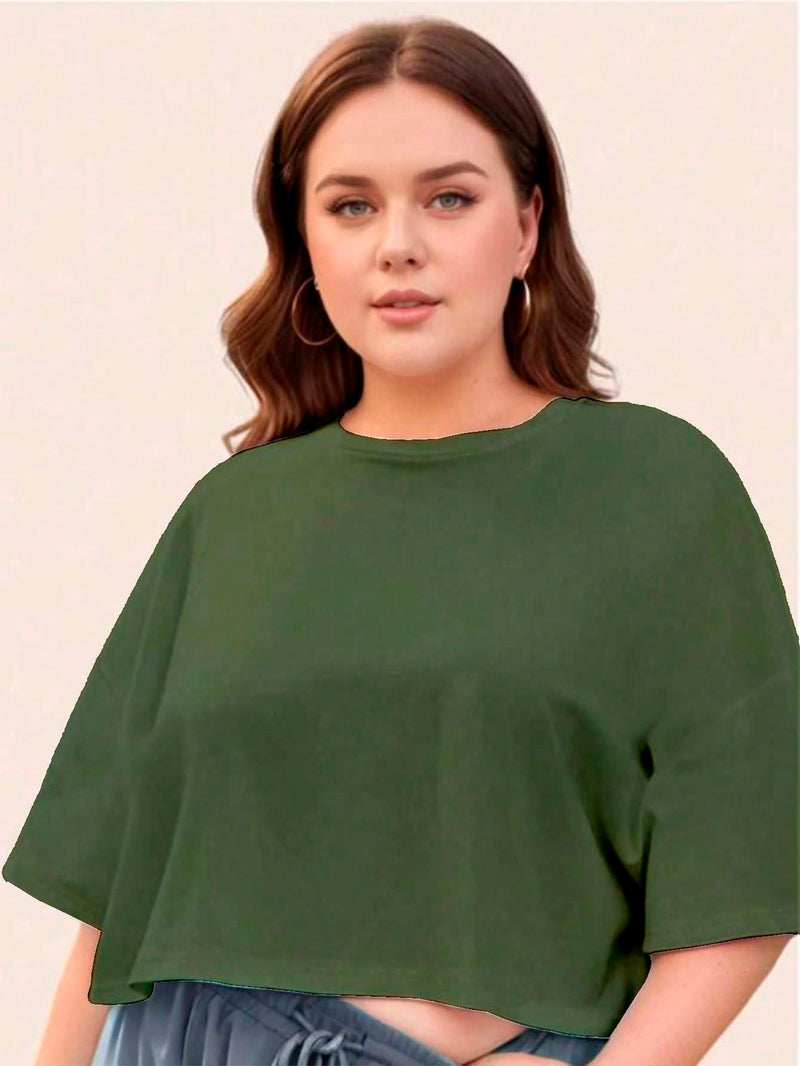 Cropped Feminino Plus Size Liso