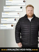 Jaqueta Puffer Termica Bolso Interno Plus Size Nylon Masculina Impermeável Casaco Bobojaco Frio Inverno Gominhos Corta Vento Preto