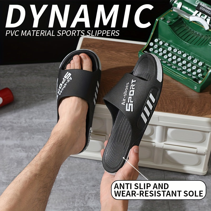 Chinelos masculinos casuais de PVC para o verão - antiderrapantes, sola resistente ao desgaste, sandálias confortáveis para uso interno e externo, calçados para atividades ao ar livre | Sapatos casuais de PVC | Sandálias com cabedal de PVC