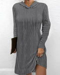 Vestido de malha com capuz e manga comprida para mulheres