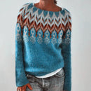 Moda feminina gola redonda multicolorida solta lazer pulôver malhas suéter