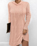 Vestido de malha com capuz e manga comprida para mulheres