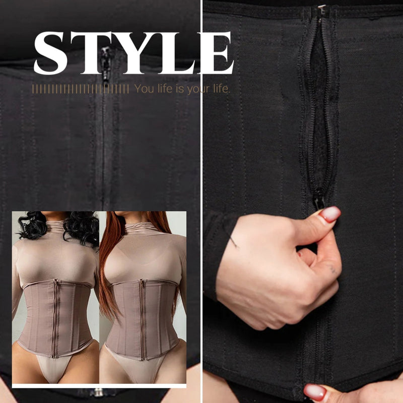 Corpete Plus Size com Zíper e Selagem na Cintura 9 Ossos