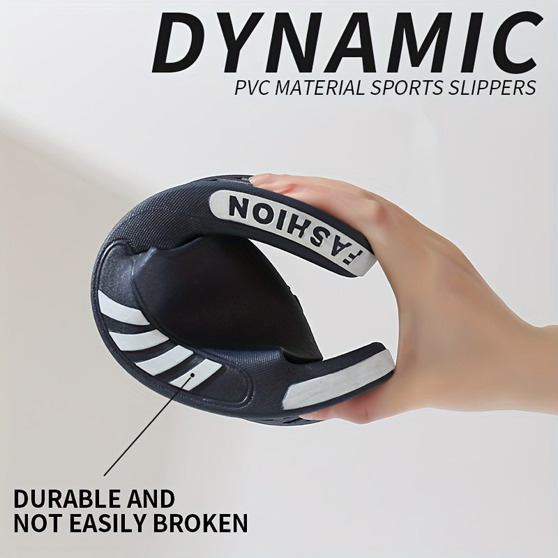 Chinelos masculinos casuais de PVC para o verão - antiderrapantes, sola resistente ao desgaste, sandálias confortáveis para uso interno e externo, calçados para atividades ao ar livre | Sapatos casuais de PVC | Sandálias com cabedal de PVC