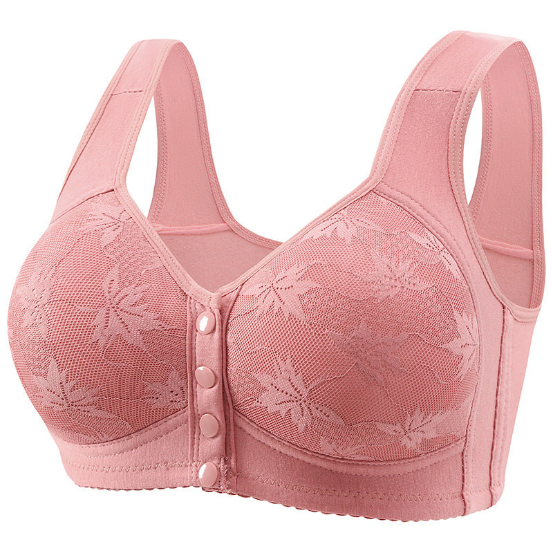 Sutiã Plus Size com fecho frontal e aro, estilo colete, estampado, sutiã push-up sem aro, sutiã Plus Size com botões frontais