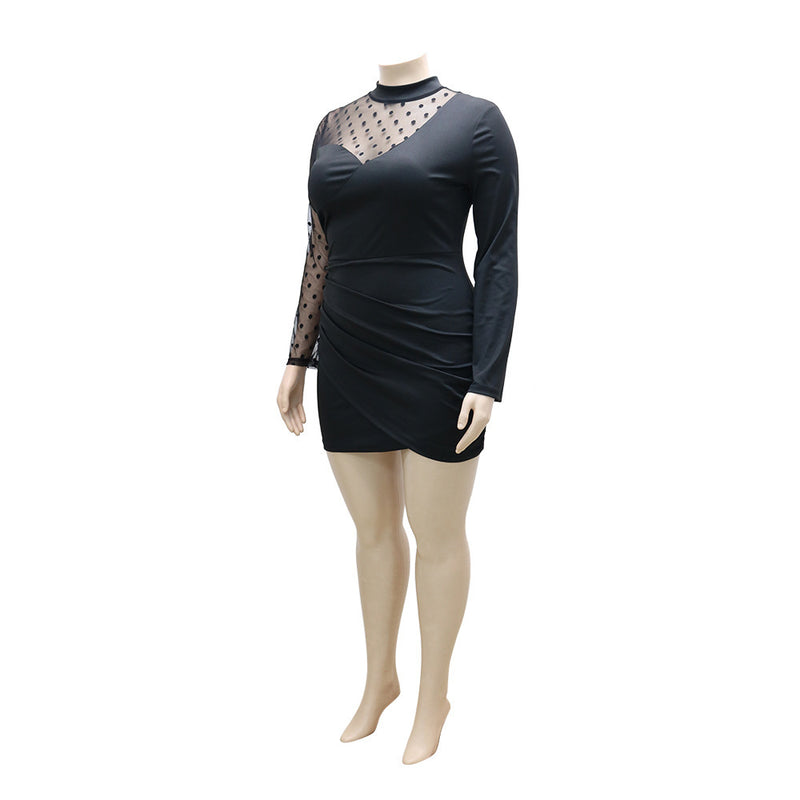 Vestido plus size feminino com decote redondo e manga comprida, bolsa adelgaçante para emagrecer o bumbum