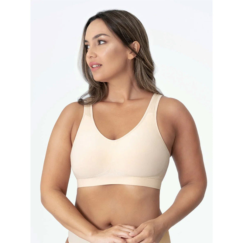 Sutiã modelador sem argola de aço para mulheres, sutiã que não deixa marcas, tamanho grande, regata brilhante, roupa íntima feminina
