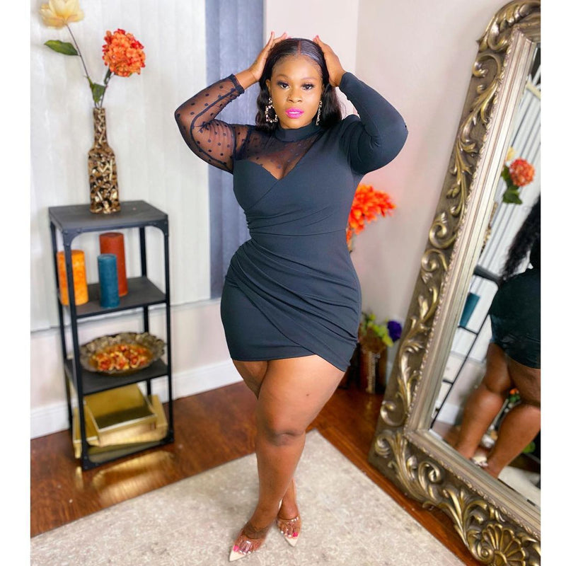 Vestido plus size feminino com decote redondo e manga comprida, bolsa adelgaçante para emagrecer o bumbum