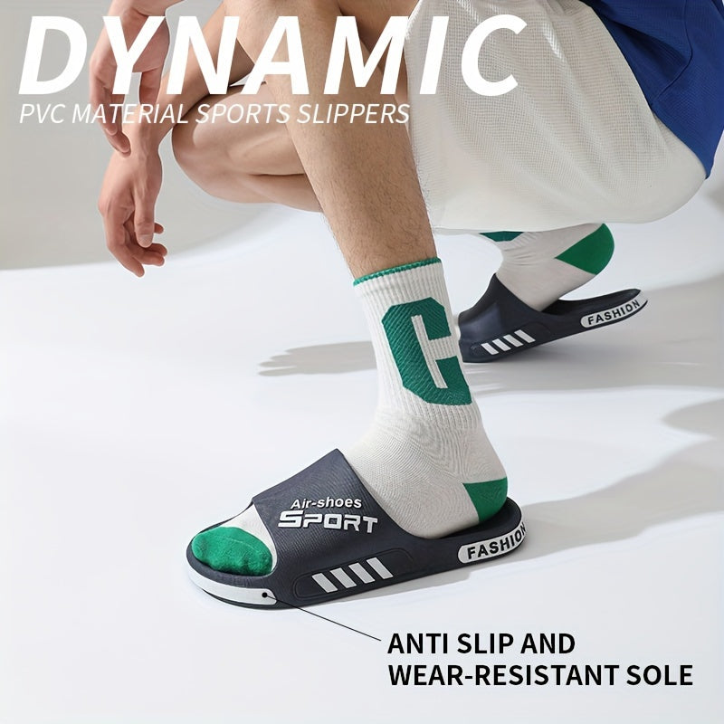 Chinelos masculinos casuais de PVC para o verão - antiderrapantes, sola resistente ao desgaste, sandálias confortáveis para uso interno e externo, calçados para atividades ao ar livre | Sapatos casuais de PVC | Sandálias com cabedal de PVC