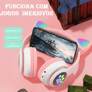 Fone de Ouvido Bluetooth Infantil Orelha de Gatinho