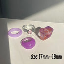 HUANZHI 2021 Novo Conjunto de Anéis Redondos Quadrados Geométricos Coloridos de Resina Acrílica Transparente Strass para Mulheres Jóias Presentes de Festa