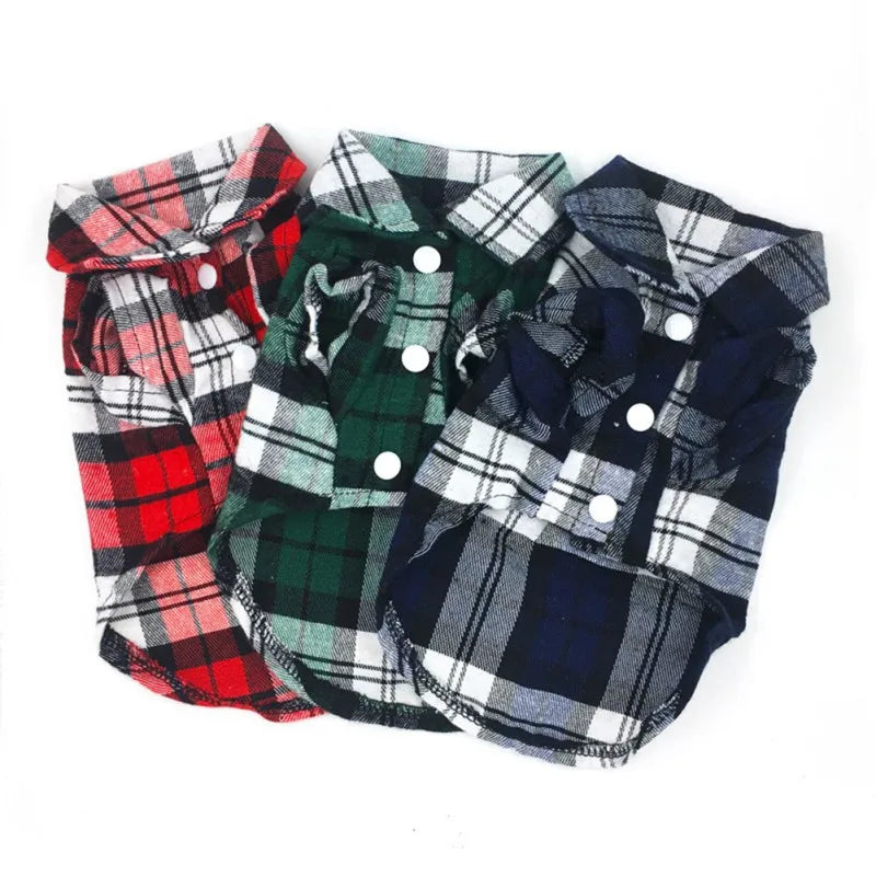 Roupas para animais de estimação camisa do cão verão para pequenos cães médios gato estilo britânico xadrez roupas respirável moda filhote de cachorro chihuahua camiseta