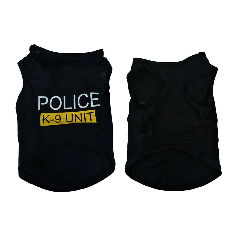 Colete para animais de estimação roupas de polícia filhote de cachorro camiseta jaqueta poliéster macio respirável confortável elegante estilo casual roupas para cães atacado
