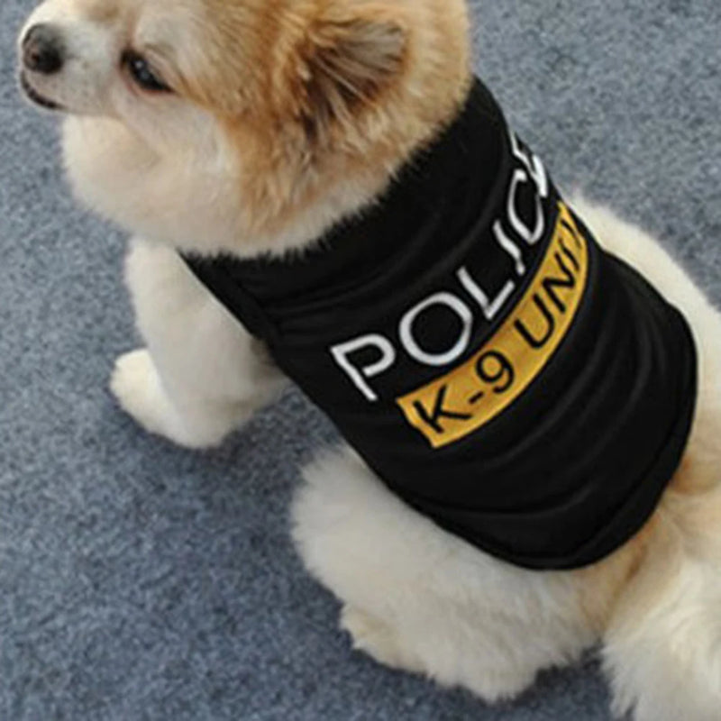 Colete para animais de estimação roupas de polícia filhote de cachorro camiseta jaqueta poliéster macio respirável confortável elegante estilo casual roupas para cães atacado