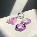 HUANZHI 2021 Novo Conjunto de Anéis Redondos Quadrados Geométricos Coloridos de Resina Acrílica Transparente Strass para Mulheres Jóias Presentes de Festa