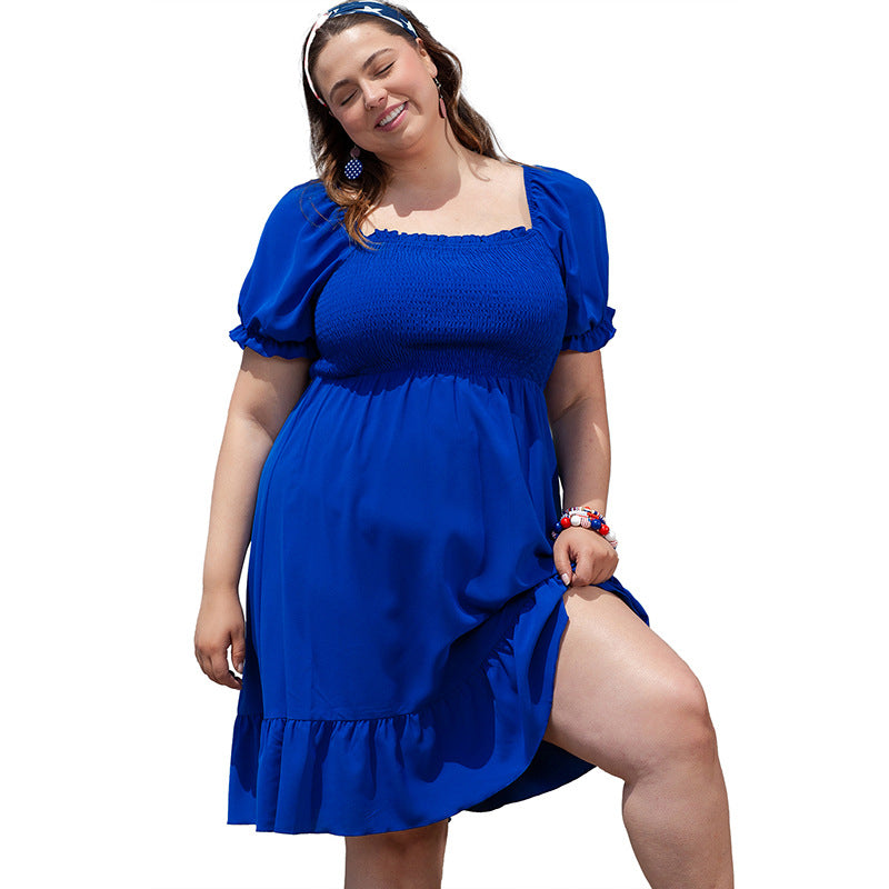 Vestido solto plus size de manga curta, fashion, fofo, com babados, feminino