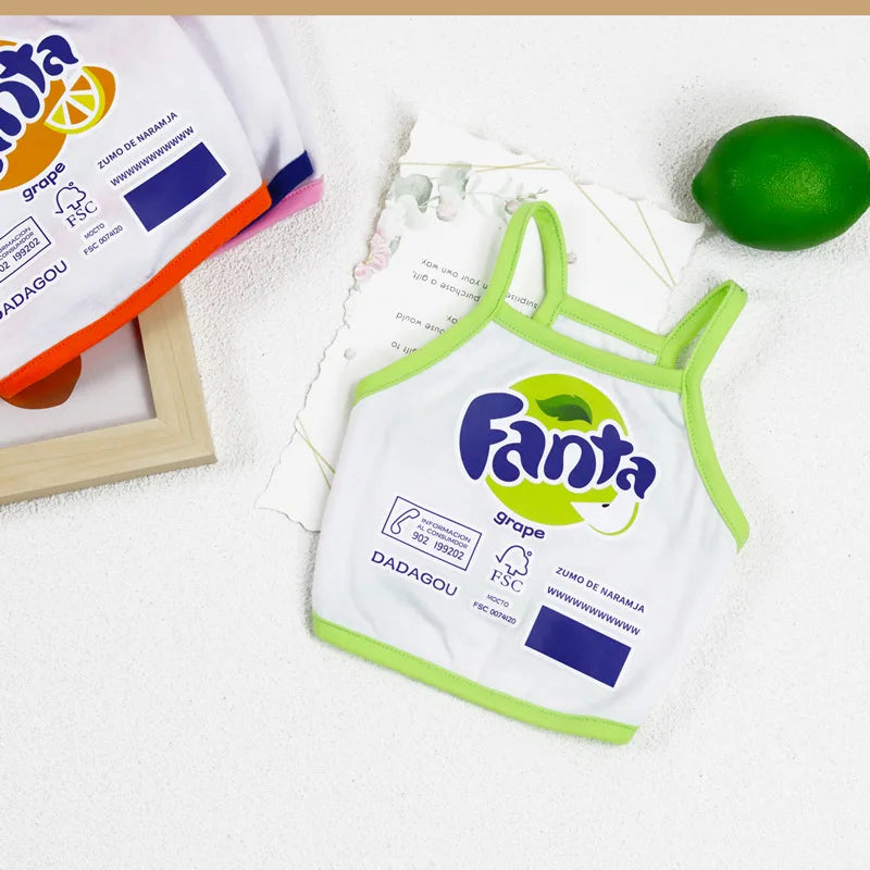 Nova roupa para animais de estimação roupas para cães finos soda curta camisola do cão ketong uva limão laranja impressão roupas para animais de estimação gato filhote de cachorro