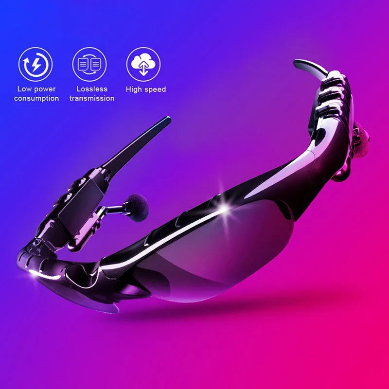 Fones de ouvido estéreo Wireless Headset com microfone Óculos de sol para condução Ciclismo Sports Noise Reduction Headphones
