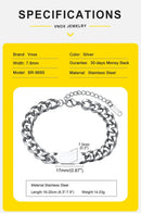 Pulseiras de corrente cubana Vnox masculinas e femininas, pulseira de elos de aço inoxidável de 7,5 mm, joias de personalidade simples e ajustáveis