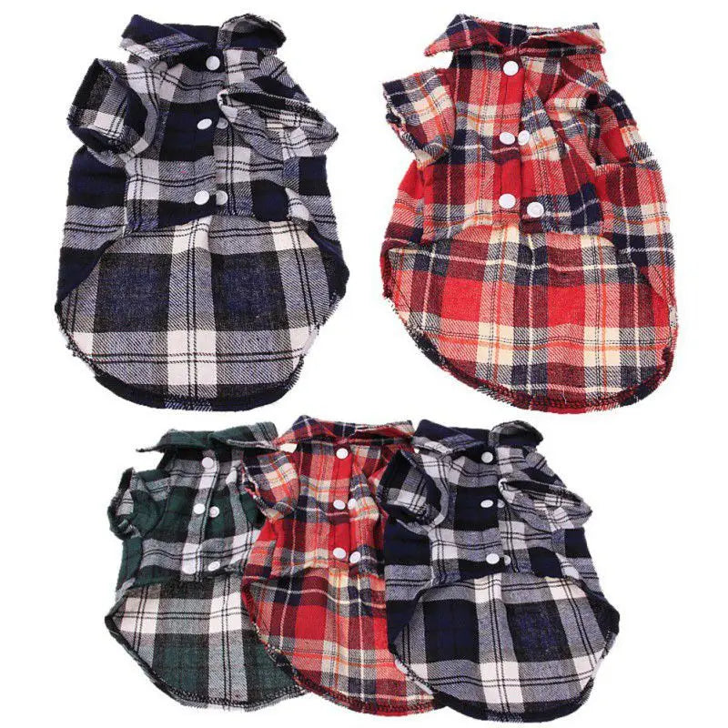 Roupas para animais de estimação camisa do cão verão para pequenos cães médios gato estilo britânico xadrez roupas respirável moda filhote de cachorro chihuahua camiseta
