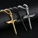 Swart Vlekvrye Staal Ketting vir Mans Juweliersware Spyker Kruis Hanger Ketting Ketting Christelike Kerk Doop Geskenk vir Mans Vroue