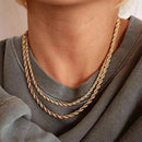 SUNIBI 2/3/4/5MM Rope Chain Necklace Stainless Steel Never Fade Waterproof Choker Men Women Jewelry Gold Color Chains Gif