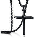Swart Vlekvrye Staal Ketting vir Mans Juweliersware Spyker Kruis Hanger Ketting Ketting Christelike Kerk Doop Geskenk vir Mans Vroue