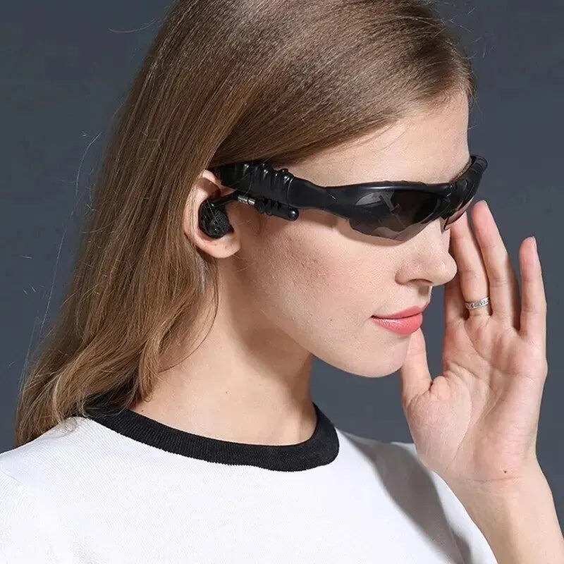 Fones de ouvido estéreo sem fio com microfone óculos de sol para dirigir ciclismo esportes redução de ruído