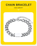 Pulseiras de corrente cubana Vnox masculinas e femininas, pulseira de elos de aço inoxidável de 7,5 mm, joias de personalidade simples e ajustáveis