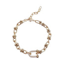 Nova pulseira de corrente de metal da Coreia do Sul, elegante, fashion, simples, geométrica, pulseira feminina, joias