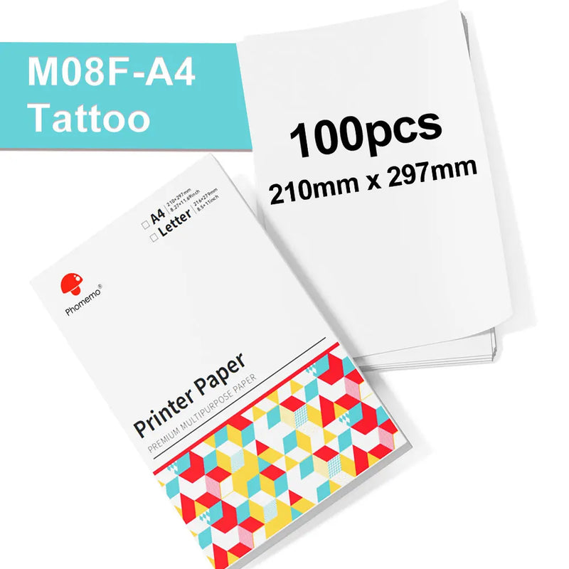 Impressora térmica A4 M08F Transferência de tatuagem sem fio Bluetooth USB Máquina de impressão móvel Texto Documento PDF Design Impressão de tatuagem