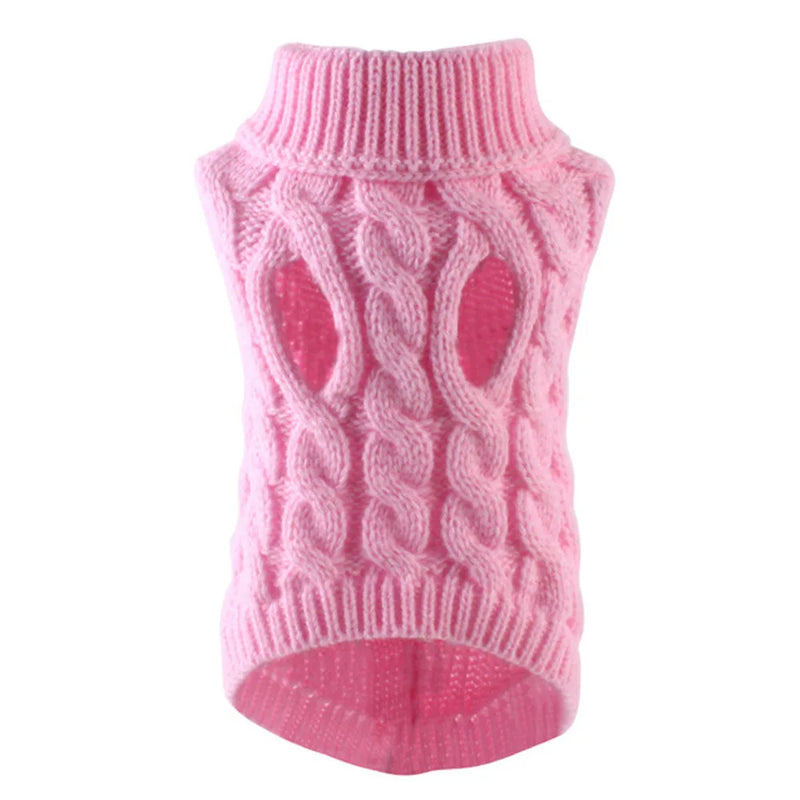 Novo Pet Pequeno Pet Dog Roupas Camisola Moda Outono Inverno Sólidos Fried Dough Twists Tricô Quente Conforto Vestuário
