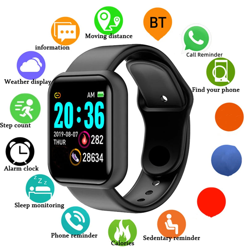 Relógio inteligente 116plus d13 y68 esporte pulseira correndo monitor de fitness pista freqüência cardíaca mensagem lembrar homem smartwatch mulher relógio