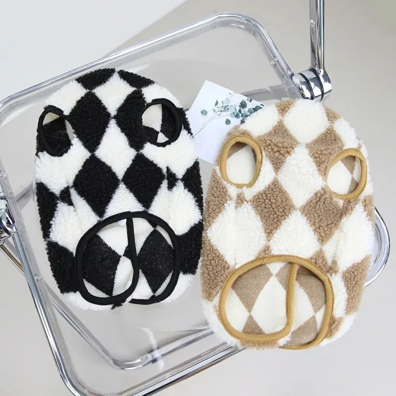 1pc roupas para cães de estimação macio quente velo cães macacões xadrez roupas para animais de estimação para cães pequenos filhote de cachorro gatos traje casacos