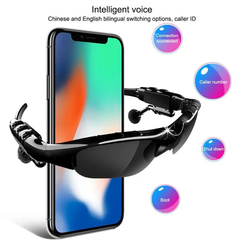 Fones de ouvido estéreo Wireless Headset com microfone Óculos de sol para condução Ciclismo Sports Noise Reduction Headphones