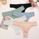 5Pcs Algodão Roupa Interior Nervurada para Mulheres Calcinhas Listradas Sexy Cintura Baixa Tangas Soltas Femininas Elásticas T-back Lingerie M-3XL