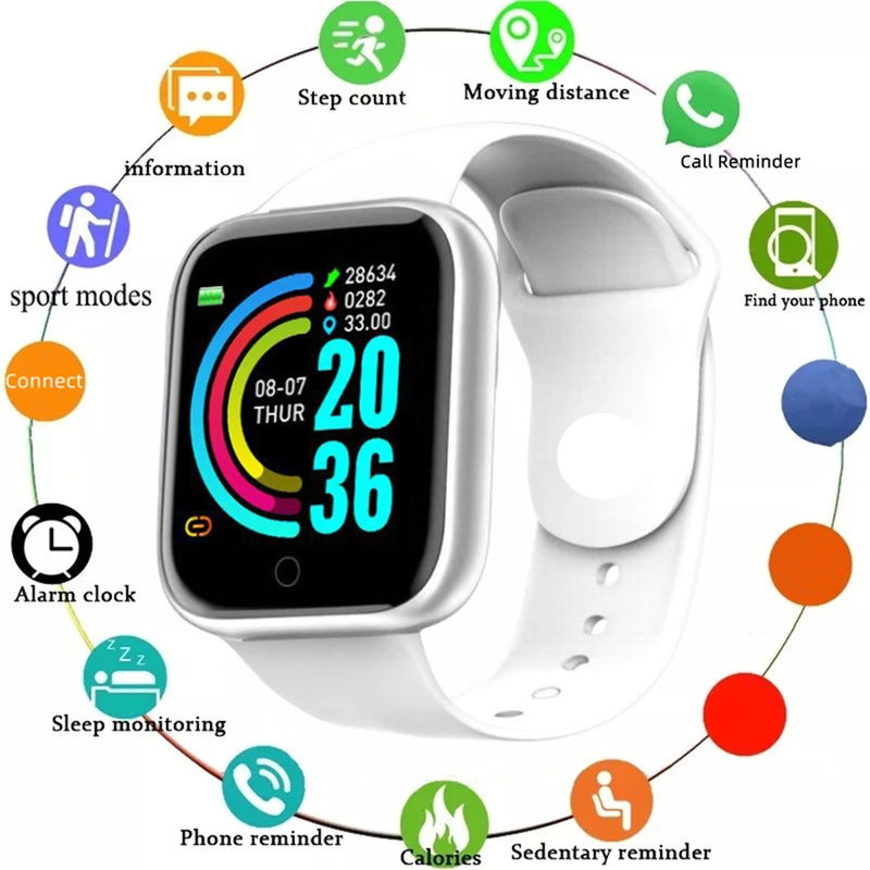 Relógio inteligente 116plus d13 y68 esporte pulseira correndo monitor de fitness pista freqüência cardíaca mensagem lembrar homem smartwatch mulher relógio
