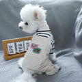 1pc roupas para animais de estimação cão outono novo bonito preto e branco listrado macacão de quatro pernas bonito macacão anti-cabelo